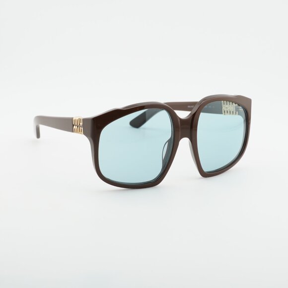 Miu Miu MUA07S 24D20R Sunglasses Shiny Brown Square Frame, Light Blue Lenses main image 7